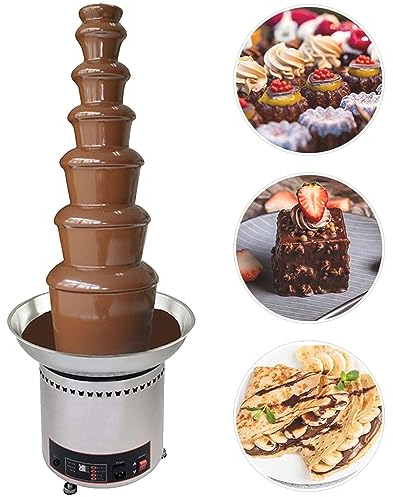 GIZMIT 5/6/7 Tiers Commercial Chocolate Fondue Fountain, Electric Commercial Stainless Steel Fondue Waterfall Melting Machine for Cheese BBQ Sauce Ranch Sweet Treats, Fruits, Nuts,7Tier