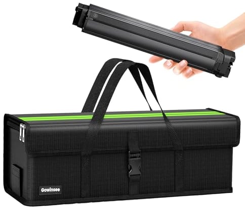 Ebike Battery Bag, Upgrade 6 Layers Fire Protection Fireproof Battery Bag up to 1400°C, Waterproof Explosion-Proof, Lipo Safe Bag for Storage, Transport, Charging, Ebike Battery Protective Case Large