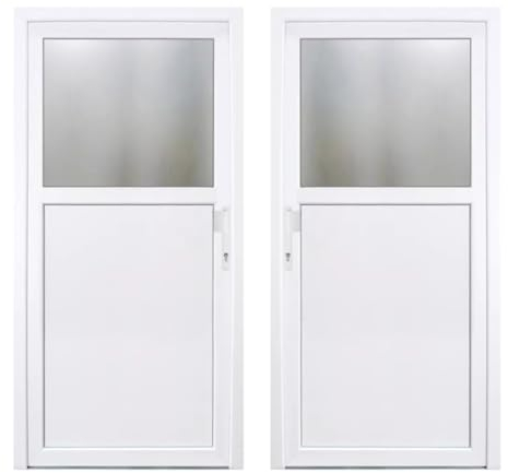 HORI® Kellertür Haustür aus Kunststoff Nebeneingangstür Komplettset Hauseingangstür weiß/anthrazit I Farbe: weiß I DIN rechts I Modell: Knauff I 198 x 88 cm