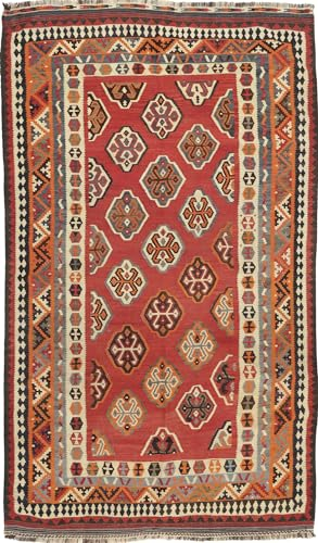 ARICARPETS - Kelim Teppich Old Style mit Geometrischem Oriental Design, Kelim Teppich 100% Wolle, Handgeknüpfter Kelim, Flurteppich, Wohnzimmer, Schlafzimmer, Wohnzimmer (293 x 162 cm)