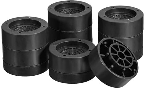 sourcing map Lot de 4 rehausseurs de meubles ronds réglables en hauteur de 6 cm pour cadre de lit, table, bureau, pieds de canapé, chaise, supporte 590,7 kg, noir