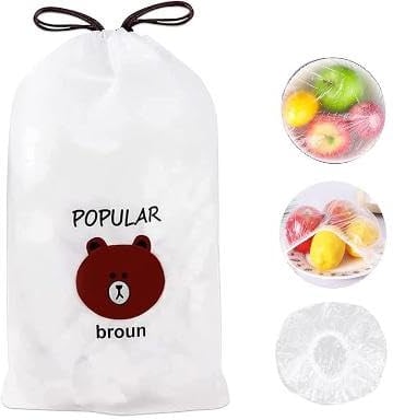 200 Pezzi Sacchetti di Conservazione Alimenti, Sacchetti per la Conservazione del Fresco Sacchetti, Copri Alimenti in Plastica PE Riutilizzabili, Sacchetti con Elastico per Alimenti