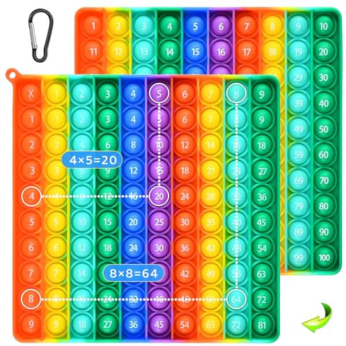 Popit XXL Fidget Toys, Pop it, Push Pop Bubble Fidget Sensory Toy, Stressabbau Sensory Toy, Rainbow Multiplikationsbrett, Multiplikation für Kinder Lernspielzeug für Zusatz (A1)
