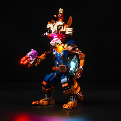 LocoLee Licht Kompatibel mit Lego Rocket & Baby Groot, Nur Lichter Set - Kein Modell, Licht BeleuchtungSet Compatible with Lego 76282 Marvel Rocket & Baby Groot (Standard Version)