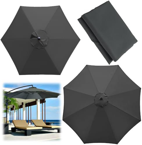 Auvent De Rechange pour Parasol, 200/270/300 CM, Toile De Parasol Deporté 6 Baleines/8 Baleines, Housse De Rechange Auvent De Parasol De Terrasse(Color:Gray,Size:8 Ribs-2.7m(8.8ft))