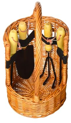 Komplettes Set Korb mit Gartenwerkzeug – mit Rechen und Schaufel, ideal für die Gartenpflege, 22 x 22 x 35 cm