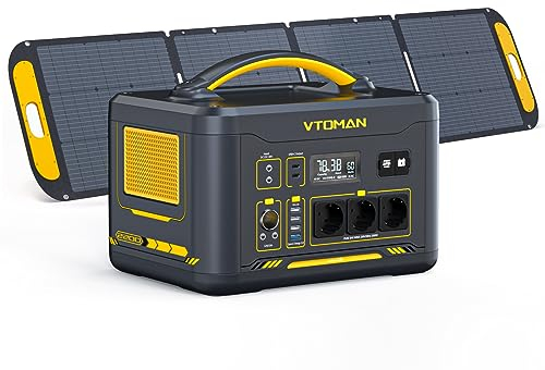 VTOMAN Jump 2200 Estación de Energía Portátil con 220W Panel Solar, 2200W/1548Wh Batería LiFeP04 Generador Solar, Salida PD 100W tipo-C/Salida USB QC 3.0 para Acampada al Aire Libre, Viajes, Pesca