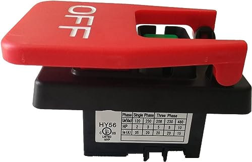 VKLKETO Push button switch Magnetic Switches,Single phase on off switch,push button switch,Start Stop Magnetic Pushbutton Switches Large Paddle Switch for Beach Table Saw 20A-35A HY 56,