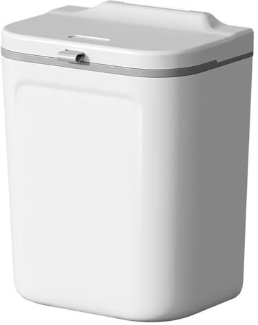 CHEOTIME Poubelle Murale De 9 L, Blanche, Grande Capacité, Gain De Place, Design élégant Et Robuste, Poubelle Suspendue avec Couvercle pour la Cuisine de la Maison