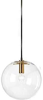 budiniao Pendelleuchte Durchmesser 20 cm Runde Glas transparente Kugel Hängeleuchten Deckenleuchte Restaurant Hotel Schlafzimmer Küche, Gold
