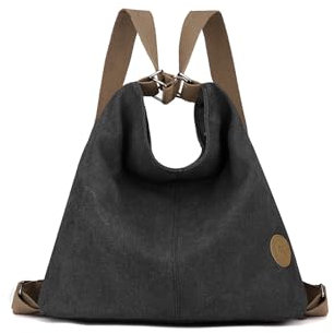 CORIOS Damen Rucksack Große Kapazität Schultasche Casual Handtasche Vintage Tragetasche Schultertasche Multifunktionale Tote Beutel Schulranzen für Reise Arbeit Büro Schwarz