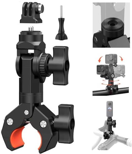 UNSTINCER Adjustable Bike Motorcycle Handlebar Mount for Gopro Hero 13 12 Insta360 X5 X4 DJI Akaso Action Camera, Super Clamp with 1/4'' Screw, for Sony Nikon Canon DSLR Monitor Microphone Video Light