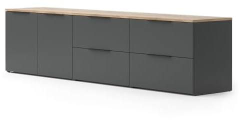Vicco Wohnwand Wido, TV-Wand, Anthrazit/Sonoma, 3 Teile