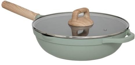 5five - sauteuse horizon en fonte d aluminium vert d28cm