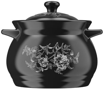 MGHRUE Ceramic Stew Pot with Lid Hot Soup Cooking Clay Pan Earthen Chinese Japanese Kitchen Cookware,5L