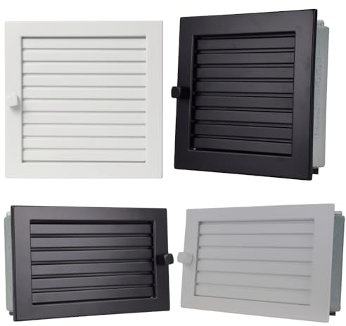 Schornstein-Zentrallager Lüftungsgitter Universal verstellbare Lamellen Schwarz 20 x 15 cm Kamin Ofen Gitter Regulierbar