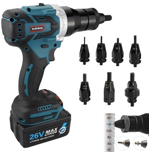 Kit de pistola de tuerca remache inalámbrica sin escobillas, herramienta de remache eléctrica con batería M3 M4 M5 M6 M8 M10 M12 para hierro y aluminio