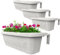 GarPet 4X Blumenkasten Balkongeländer Balkon Blumenkasten Balkonkasten mit Halterung Geländerkasten mit Wasserspeicher Rattan Optik Weiß 60 cm