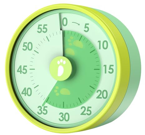 GlasFlength Visueller Timer 60 Minuten, Countdown Time Timer für Kinder und Erwachsene Mechanisch zum Aufziehen 79 x 39 mm Magnetisch Küchentimer für Backen Fitnessraum Schule (Grün)