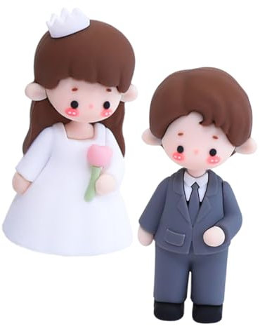 Ciieeo 2 Stücke Hochzeit Party Braut Bräutigam Figuren Party Dekorationen Weichen Kleber Kuchen Topper Set Für Hochzeitstag