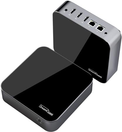 DreamQuest Mini PC mit OS 11 Pro Intel N100 (bis zu 3,4 GHz) 32 GB DDR4 1TB M.2 SSD Micro Desktop Computer mit Tpye C/HDMI Port, WiFi 5/BT 5/USB3.2, 2X Gigabit Ethernet/für Business Office