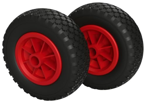 2 x PU Rad Ø 200 mm 2.50-4 Gleitlager Rolle Sliprolle Sliprad PANNENSICHER, schwarz/rot