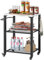 Outsunny Carrito de Parrilla de Tres estantes para Exteriores con Parte Superior de Acero Inoxidable, Isla de Cocina al Aire Libre con 4 Ruedas, 3 Ganchos, Mesa de Horno de Pizza móvil para Cocina