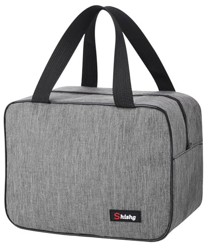 Xialvyu Lunchbag Tragbare Tasche für Lunchbox mit Folienfutter, Große Kapazität Lunchtasche Damen Herren Thermotasche für Arbeit, Schule, Picknick(Grau)