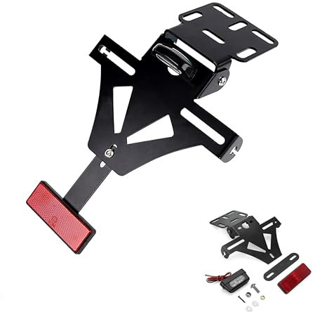 Letgoing - Soporte de matrícula universal para moto, con iluminación LED y intermitente, ángulo ajustable, aluminio, adecuado para CB650R/CBR650R, YZF R1, R3, R6, R25 MT-07 (normal)