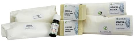 Kernseife Starterset – DIY-Reinigung, natürlich reinigen mit Kernseife, Spülseife, Zitronensäure, Natron und ätherisches Zitronenöl, perfekt für Küche, Bad & Wäsche, 7-teilig