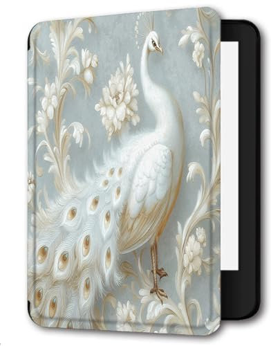 Case for 6 Kindle Paperwhite 5th/6th/7th Generation 2012/2013/2015,Lightweight PU Cover Fit Old Generation Kindle Paperwhite 5 6 7 Gen,Flowers Peacock