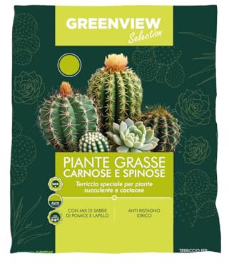 Greenview, Terriccio di alta Qualità Linea Selection, Substrato Specifico per le tue piante ad alta Aerazione e Drenaggio, massimo assorbimento nutritivo (per Piante Grasse, 20 Litri)