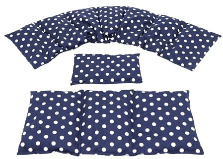 Körnerkissen STERNE, PUNKTE, UNI u.s.w. 3 er Set Langes 80 x 18 cm 8 Kammer + 3 Kammer + kleines Kirschkernkissen Wärmekissen XXL Schulterkissen Nackenkissen Mikrowelle (Punkte, Blau)