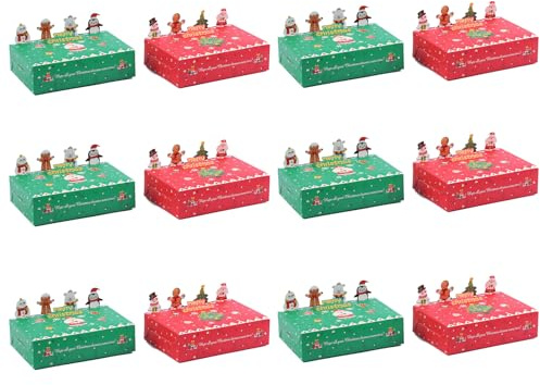 Onlvmyur 12 Stück Weihnachten Geschenkboxen Cartoon Weihnachtsboxen Karton Weihnachtsgeschenkboxen Niedlich Geschenkverpackung Weihnachten für Kekse Süßwaren Geschenk