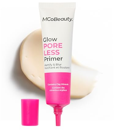MCoBeauty Glow Poreless Primer with Clay Minerals | Pour Blurring Makeup Primer, Oil Control, Long Lasting, Smooth Application, Vegan & Cruelty Free