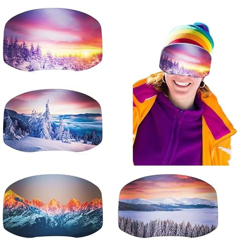 4 Skibrillen Schutz Überzug, Skibrille Schutzhülle, Ski Goggle Cover, Skibrillen schutz Überzug aus Mikrofaser,Skibrillenschutz Überzug, Goggle Schutz Cover,Für Reisen und Skifahren,Unisex,One Size