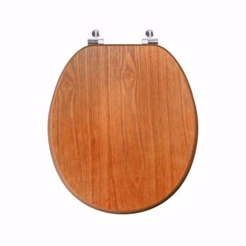 18 Universal MDF WC Toilet Seat – Easy Fit with Strong Zinc Alloy Hinges, Smooth Wipe Surface – Fits All Water Closets (Brown Wooden)
