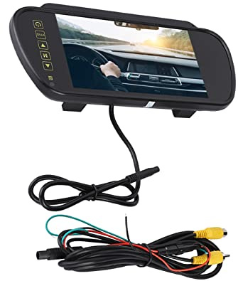Greensen Moniteur de Sauvegarde, Moniteur de Rétroviseur LCD de 7 Pouces avec Entrées AV, Prend en Charge l'inversion des Caméras pour Un Parking Facile