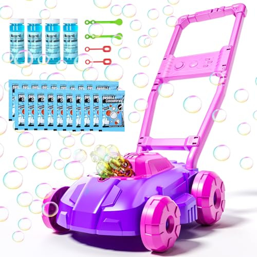 Machine à Bulles Tondeuse à Gazon pour Enfants, Jouet à Pousser d'extérieur pour Tout-Petits, Jouet de Jardin d'été pour garçons et Filles, Cadeaux d'anniversaire et de Noël