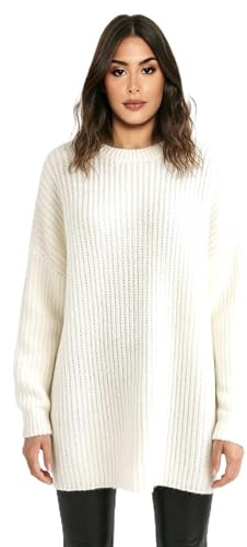 Worldclassca Damen Oversize Strickpulllover Longpullover Lang Pulli Dick Winter
