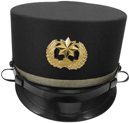 AKOOSY Polar Express Schaffnermütze aus Robustem Stoff Unisex Zugführerhut in Schwarz mit Weichem Innenfutter Cosplay Mottoparty Weihnachtskostüm
