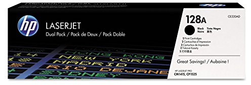 HP 128A CE320AD Original Tonerkartuschen, Schwarz, 2 Stück, für Laserjet Pro CM1415, CP1525, CP1525n, CP1525nw, CM1410, CM1415fn, CM1415fnw