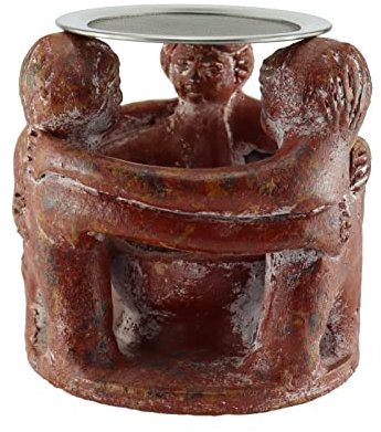 Budawi® Räucherstövchen Freundeskreis 3 Figuren Duftstövchen aus Ton inkl. Sieb