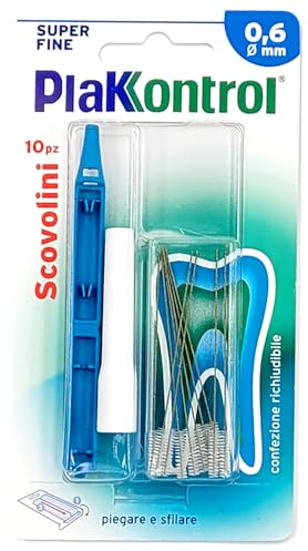 Plakkontrol® scovolini per l'igiene dentale con manico intercambiabile - 0,6 mm, conf. 10 pz, peso confezione: ℮ 14 g