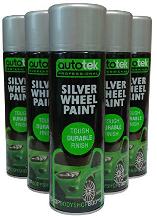 Autotek (Pack of 3) Silver Wheel Spray Paint 500ml Fast Drying Tough Hard Semi Gloss Finish for Car Van trailer Wheels