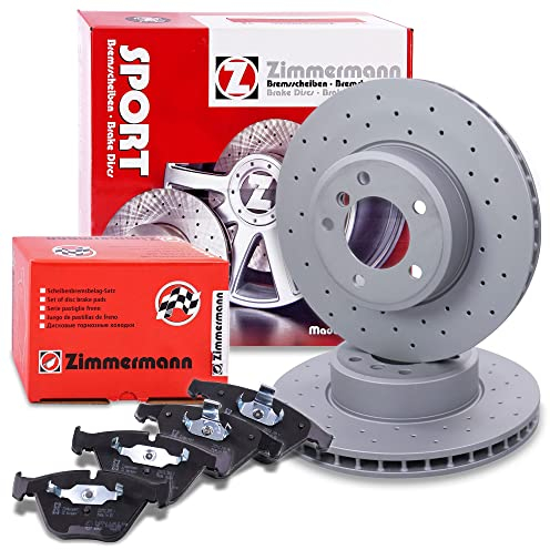ZIMMERMANN Bremsenset Vorderachse inkl. Gelochte Bremsscheiben Belüftet Ø 324 mm + Bremsbeläge vorne Kompatibel mit BMW 5er (E60), 5 Touring (E61), 6 (E63), 6 Cabriolet (E64)