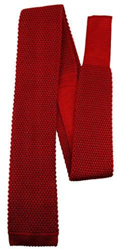 Blick. elementum - hochwertige Strickkrawatte in rot blutrot einfarbig Uni - Krawatte 100% Seide