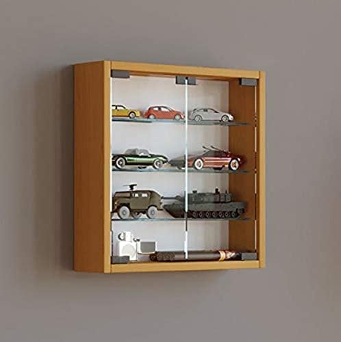 VCM Glasvitrine hängend | Vitrine Glas mit ESG-Sicherheitsglas | Maße ca. H. 40 x B. 40 x T. 10 cm| Hängevitrine Glas | Modern und platzsparend | Glas Vitrinenschrank - Mandosa S Buche