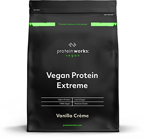 Protein Works - Vegan Protein Extreme , Added Vitamin Blend , Vegan Protein Powder , Plant Based Protein Shake , 14 Servings , Vanilla Crème , 500g