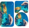 WC Set Unterwasser Delphin Schildkröte 3 Teilig Badgarnitur Teppich Rutschfest Konturteppich WC Deckelbezug und Badvorleger